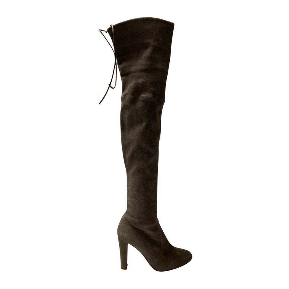 Stuart Weitzman Highland Over The Knee Boots in Grey Suede